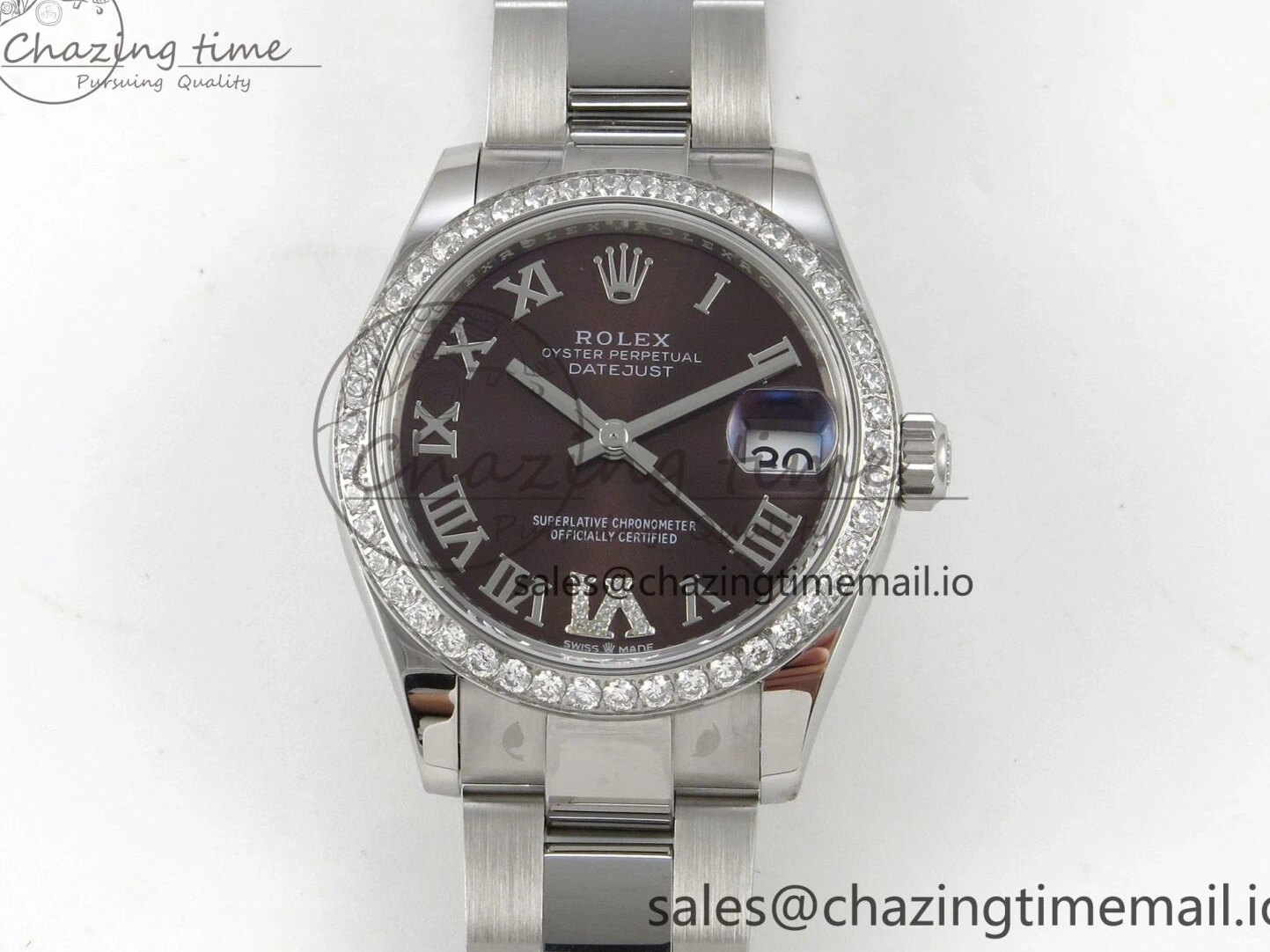 MiroTime 0118 SmoothTexture DateJust 31 278274 THBF 1:1 Best Edition 904L Steel Brown Roman Dial Diamonds Bezel on SS Oyster Bracelet HZ Cal. 26